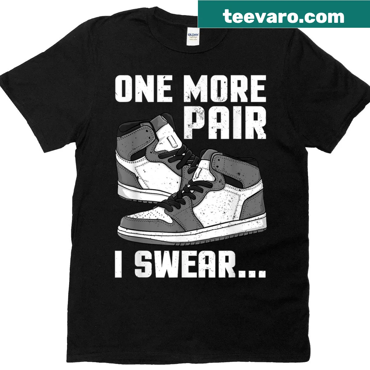 T-shirt featuring a sneaker-themed graphic — on a men's t-shirt