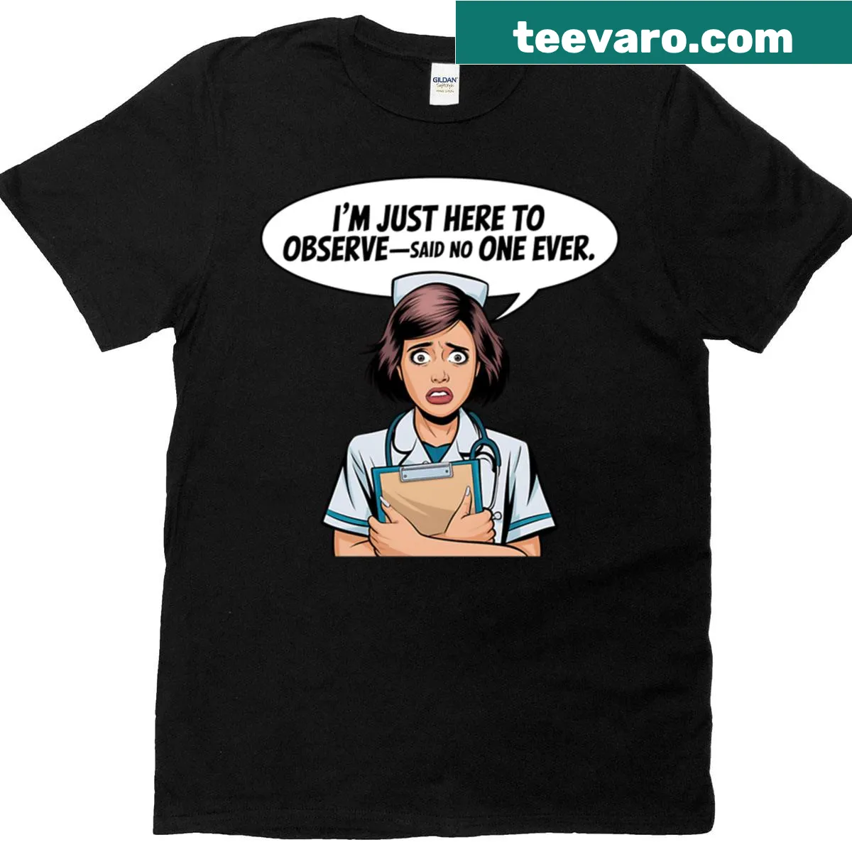 Humorous nursing t-shirt with a playful observation phrase for student nurses. — on a men's t-shirt