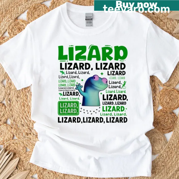 Oversized lizard meme t-shirt with multiple quirky lizards