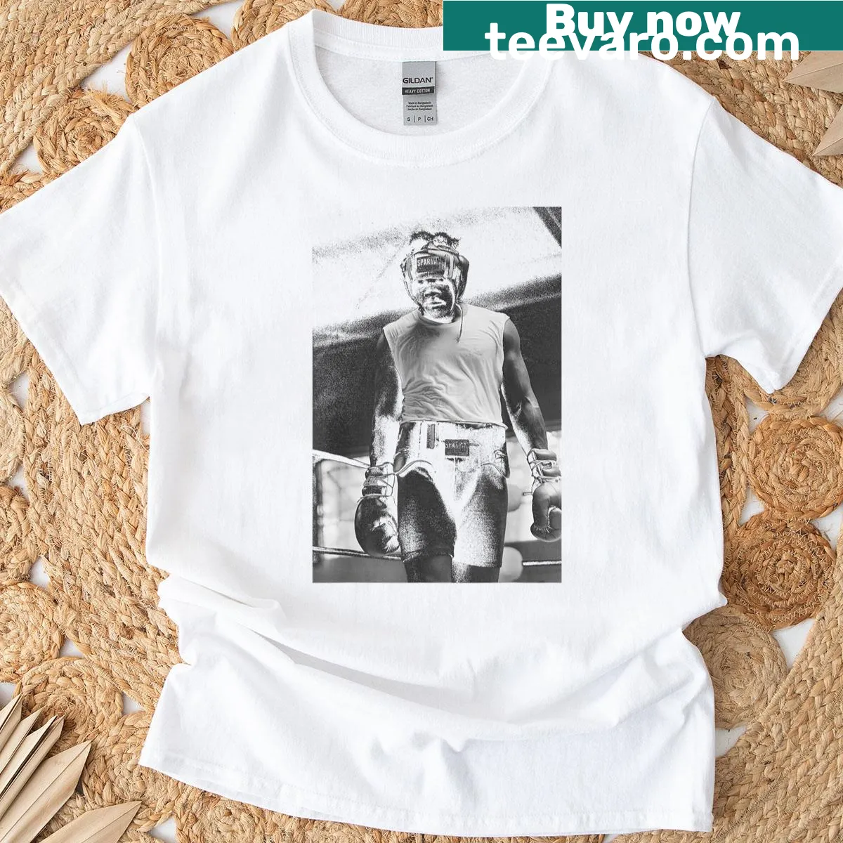George Foreman boxing tribute T-shirt — on a men's t-shirt