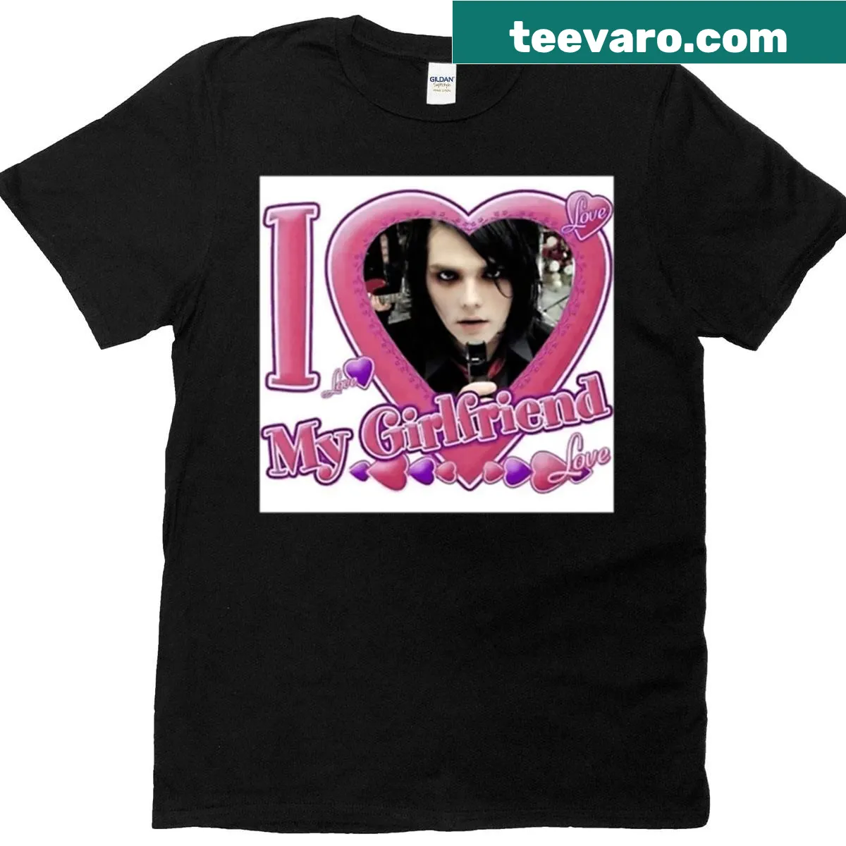 Oversized tee with playful text: I Love My Girlfriend, perfect for teens — on a men's t-shirt