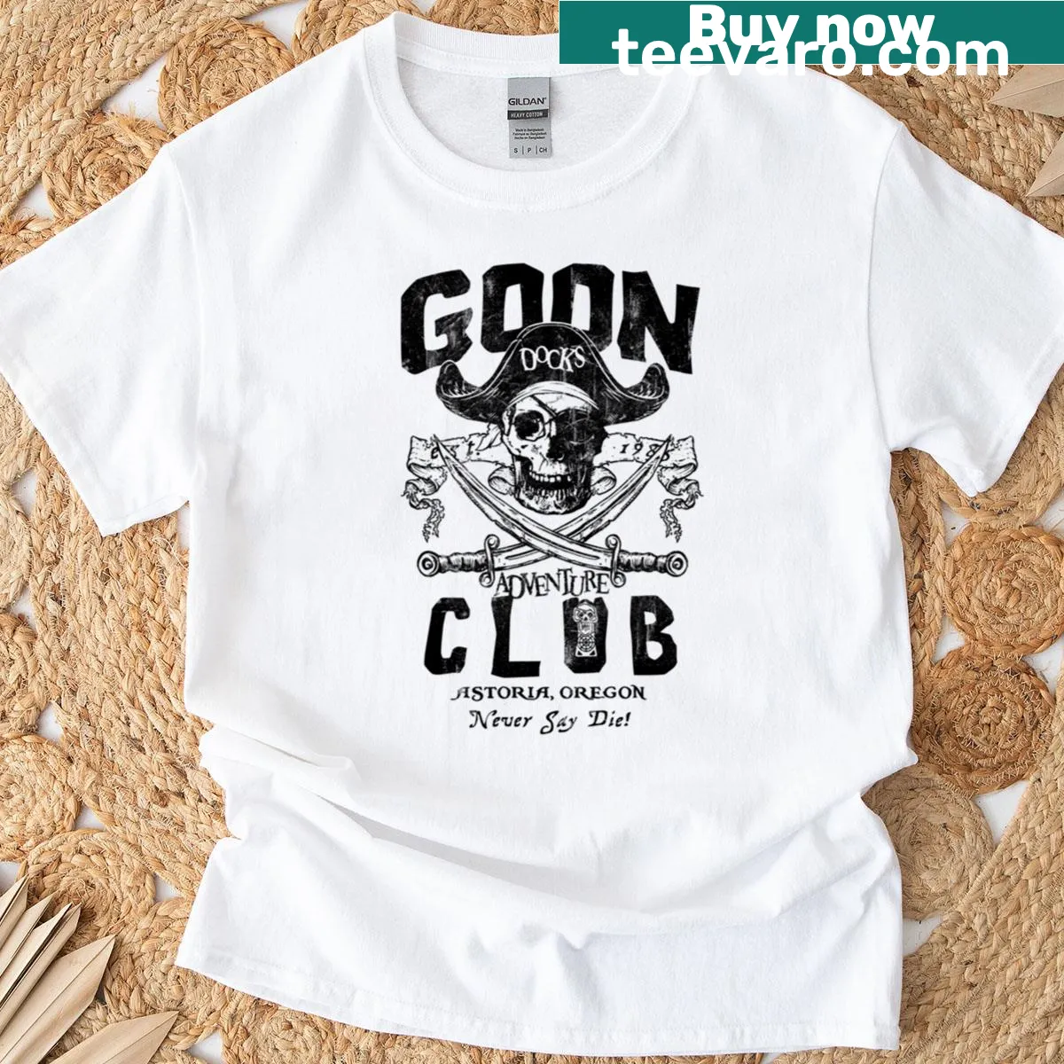 Vintage-inspired T-shirt for Goon Docks Adventure Club fans — on a men's t-shirt