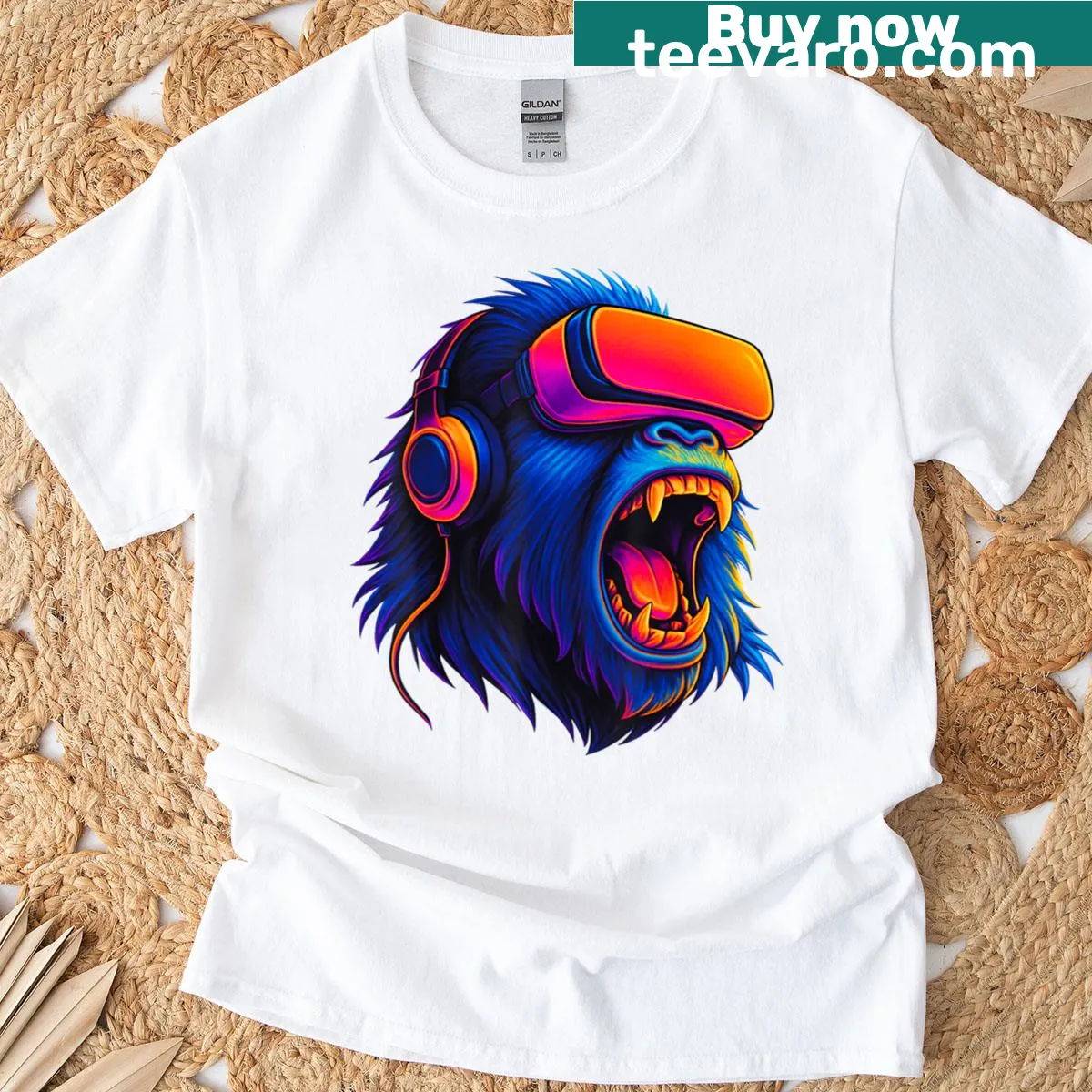 Funny birthday T-shirt featuring a cartoon gorilla design for celebrations. — on a men's t-shirt