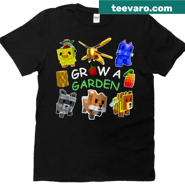 Cartoon garden-themed birthday shirt for kids and teens