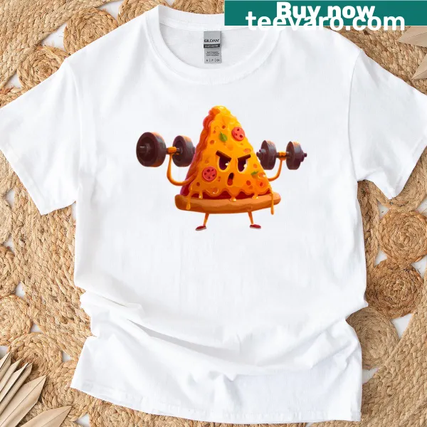 Funny Gym Bro Pizza design featuring a pizza slice and gym themes