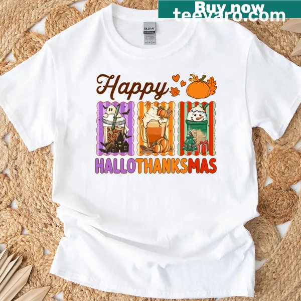 Funny T-shirt combining Halloween and Thanksgiving themes.