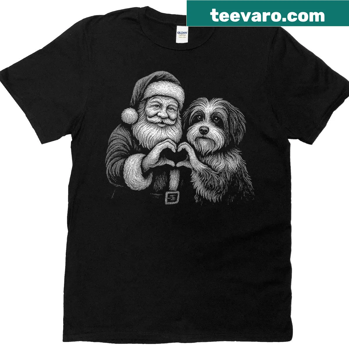 Christmas t-shirt with a Havanese dog and Santa graphic — on a men's t-shirt