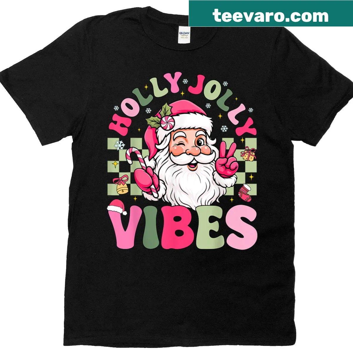 Cute holiday t-shirt with 'Have A Holly Xmas Jolly' text — on a men's t-shirt