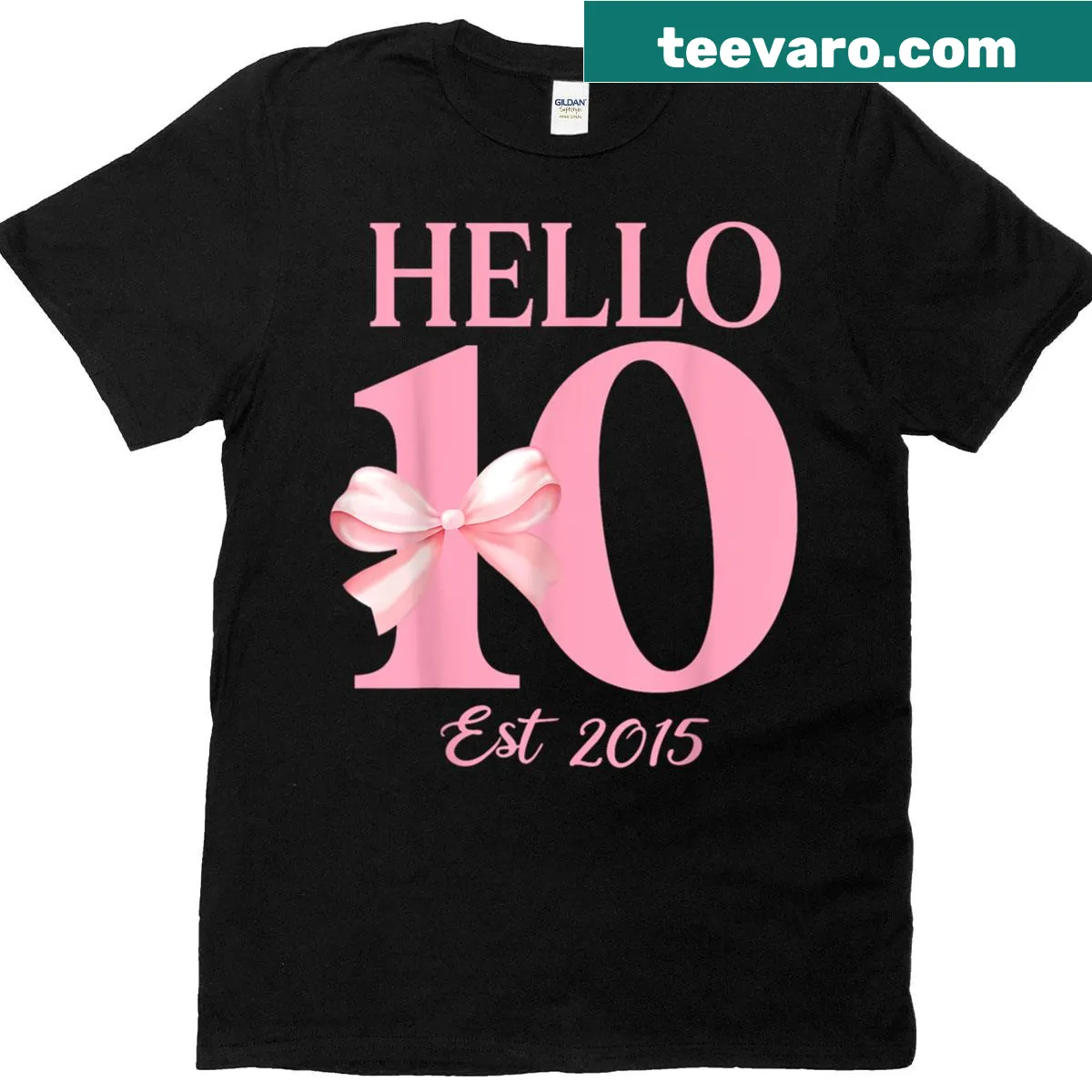 Cute T-shirt for a 10th birthday girl with a bow and 'Hello Ten' text — on a men's t-shirt