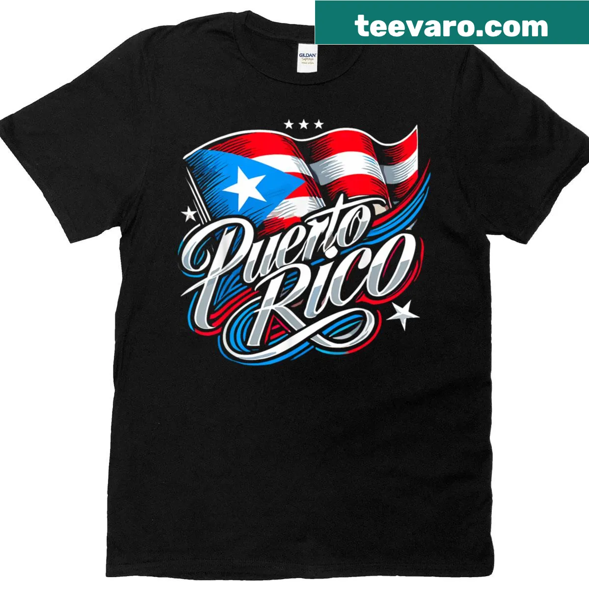 Puerto Rico flag heritage month T-shirt celebrating Hispanic culture — on a men's t-shirt