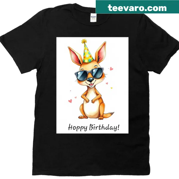 Oversized birthday t-shirt with kangaroo and balloons
