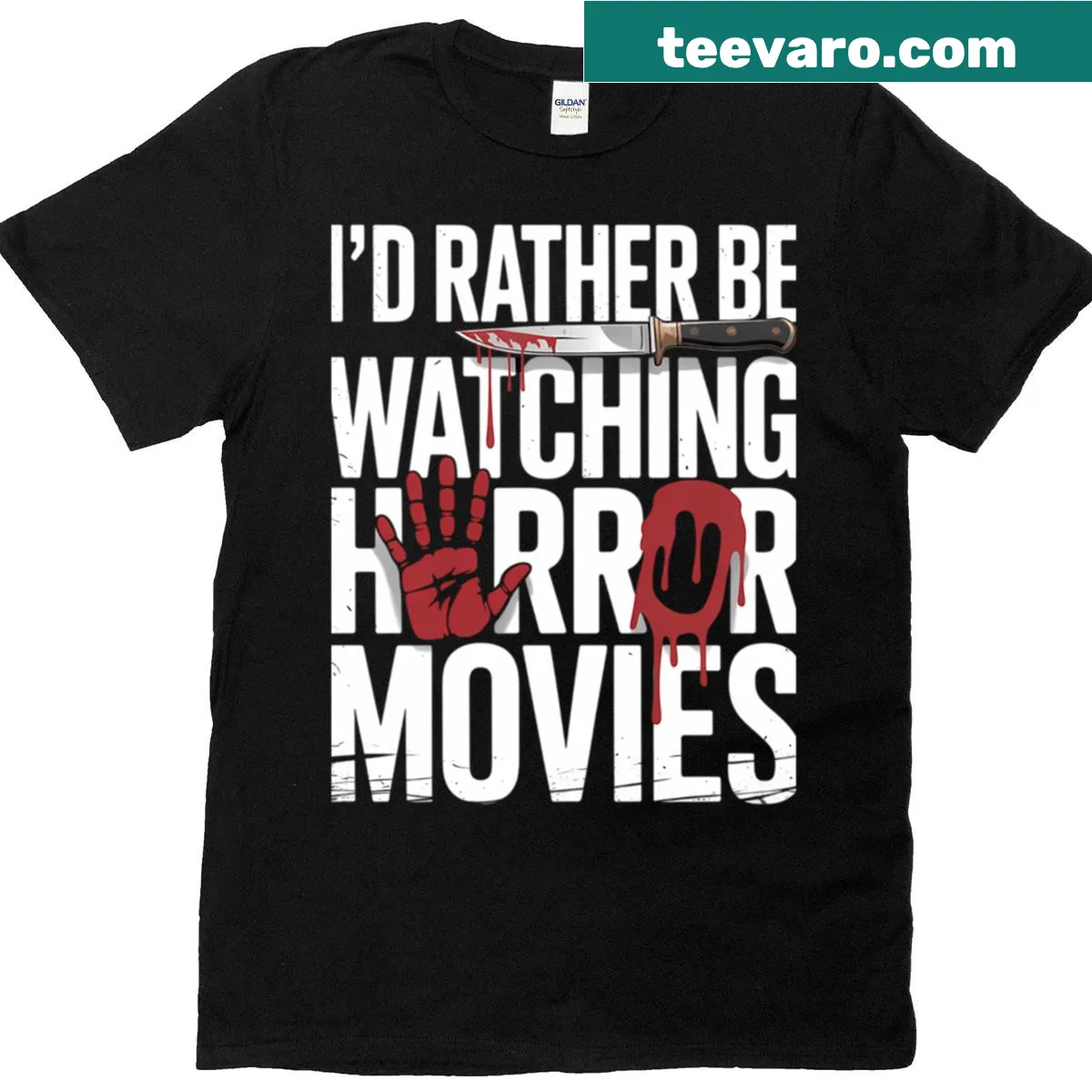 Funny t-shirt for horror movie lovers with humorous text — on a men's t-shirt