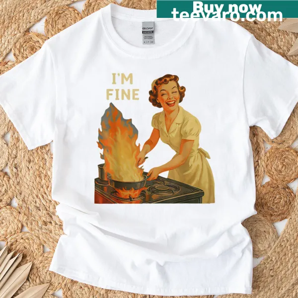 Vintage-style humorous housewife t-shirt with retro text
