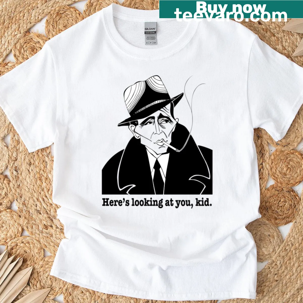 Fan art of Humphrey Bogart featured on a stylish T-shirt — on a men's t-shirt