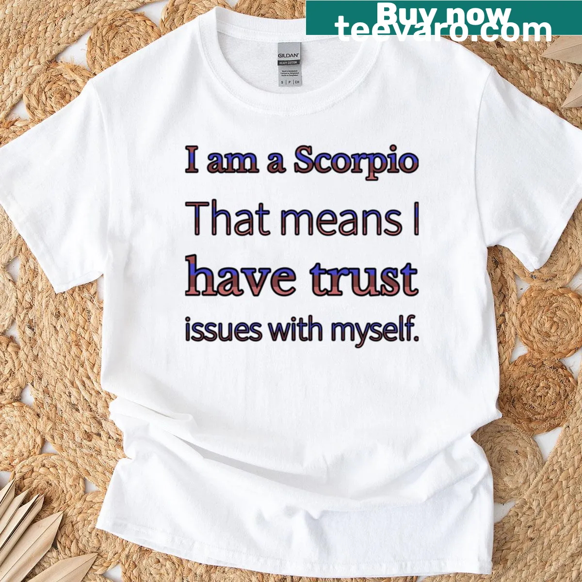 Edgy T-shirt with the phrase 'I Am A Scorpio That Means I Have Trust Issues With Myself' — on a men's t-shirt