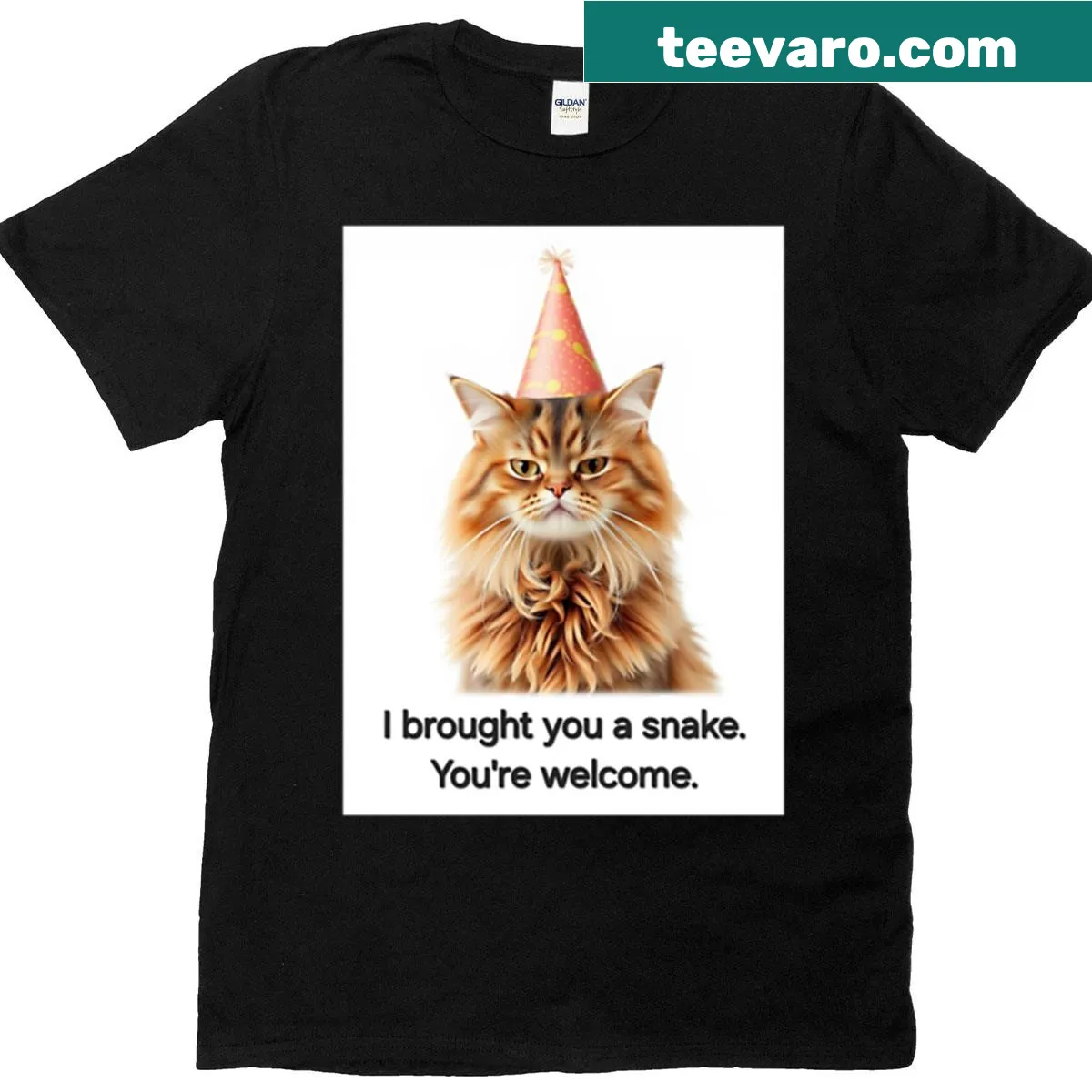Funny cat t-shirt with snake gift joke — on a men's t-shirt
