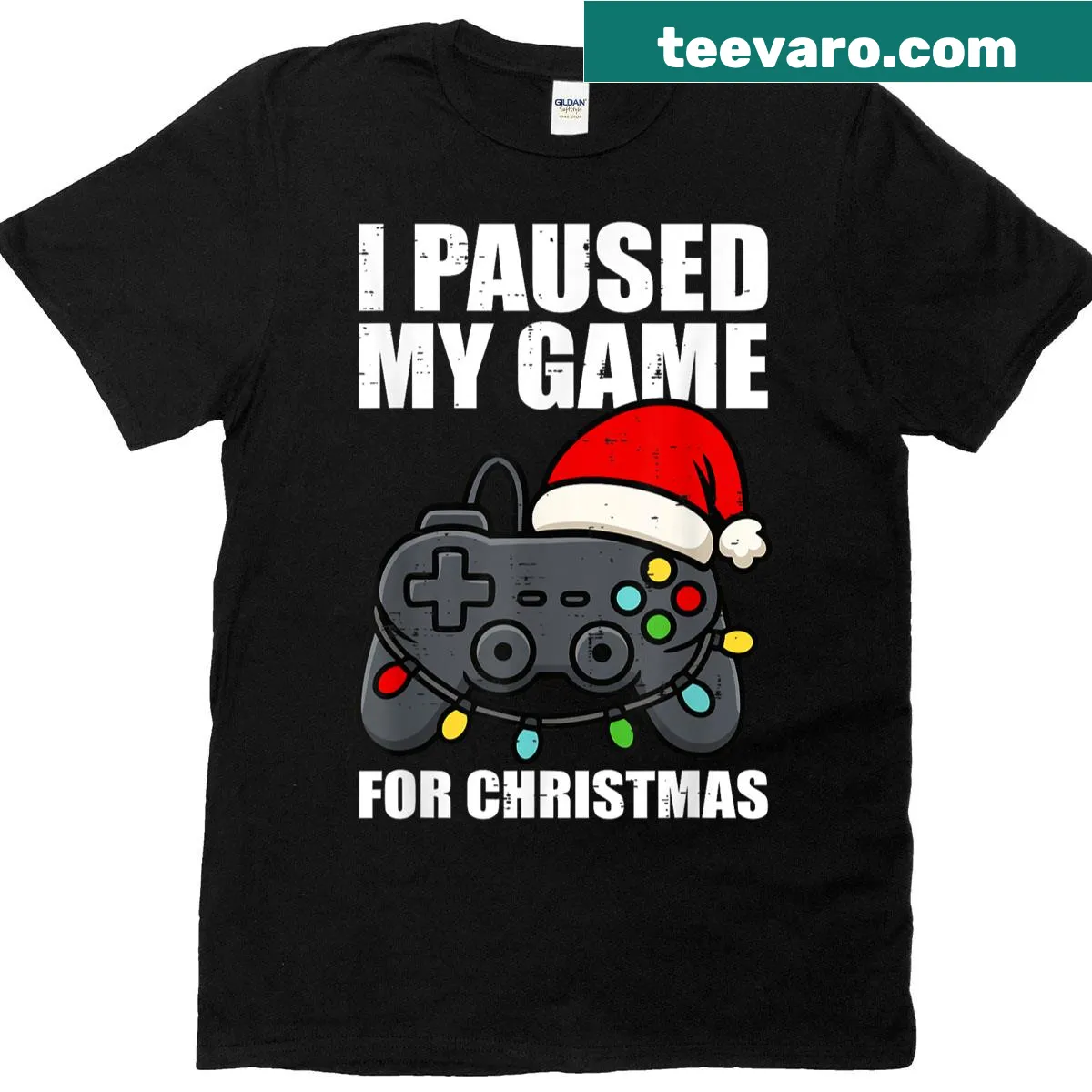 T-shirt with 'I Paused My Game For Christmas' for gamers — on a men's t-shirt