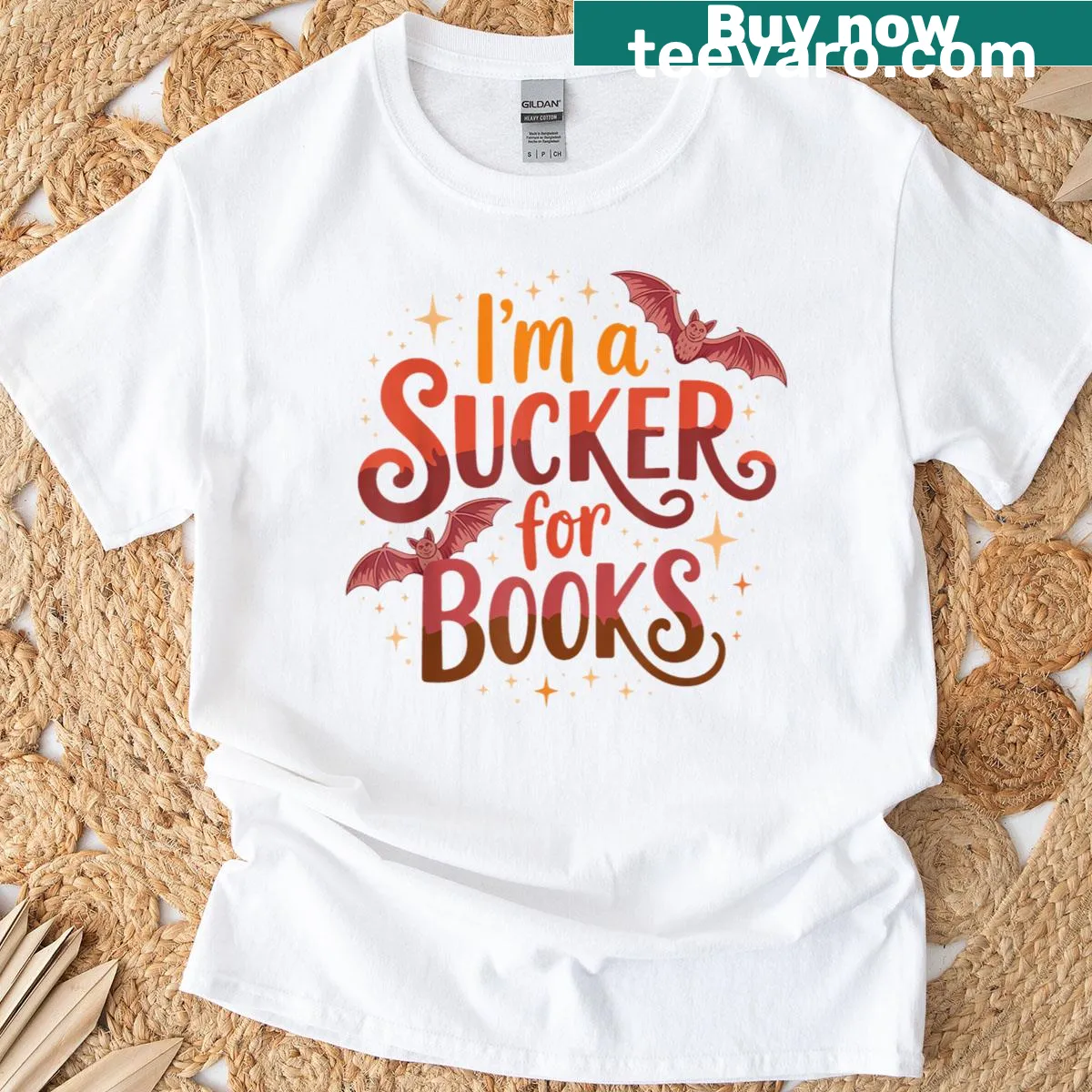 Halloween t-shirt declaring 'I’m A Sucker For Books' in playful typography — on a men's t-shirt