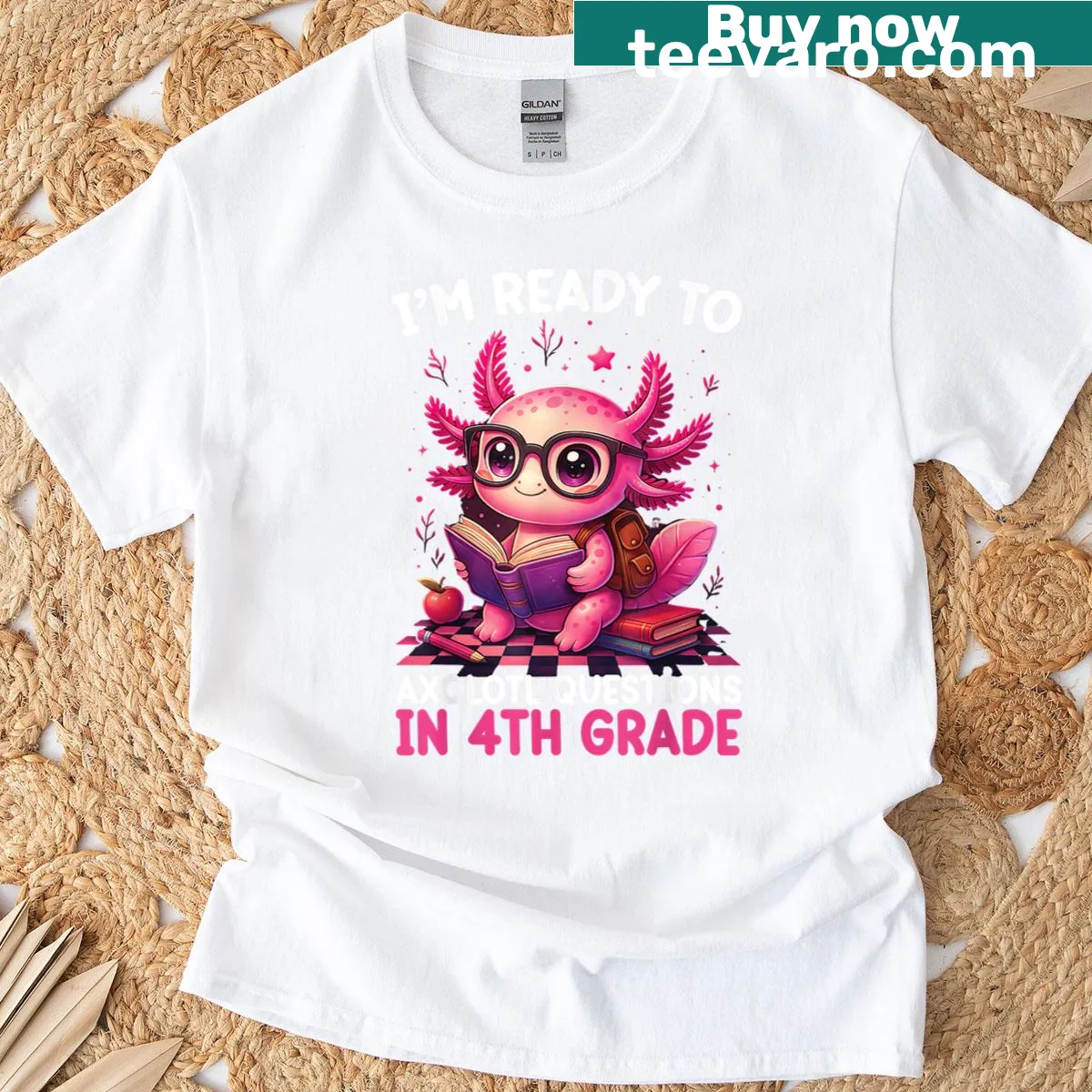 Cute axolotl T-shirt for back-to-school with a playful design — on a men's t-shirt