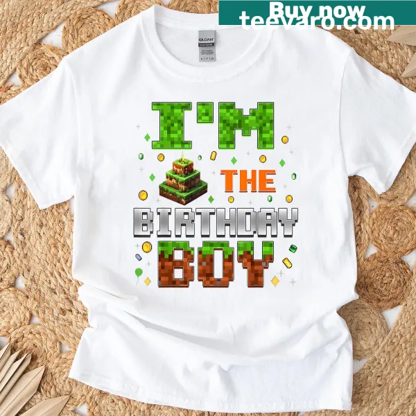 Pixel art graphic for birthday boy celebration