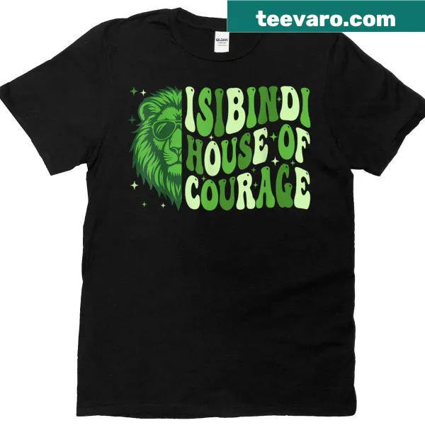 Illustrative lion design with text 'House Of Courage' on T-shirt