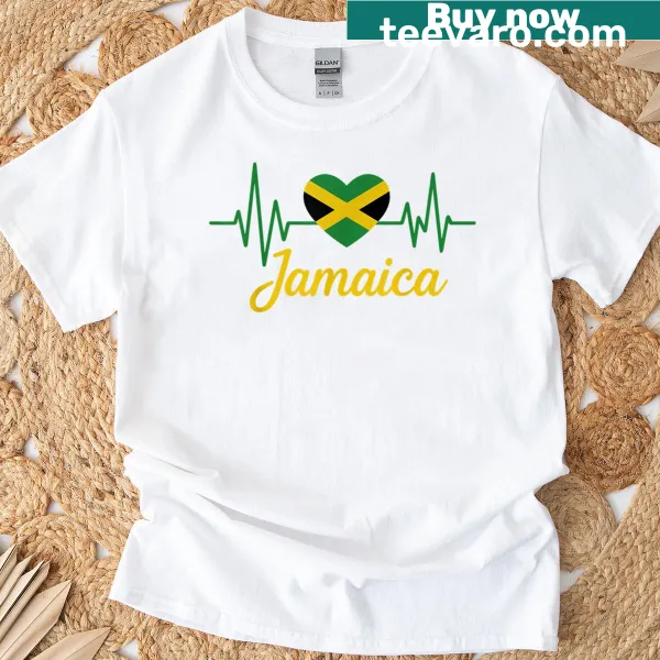 Jamaican flag heartbeat design t-shirt