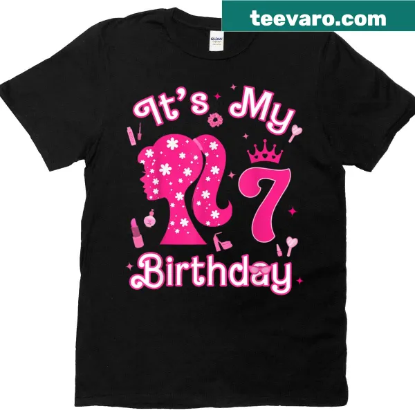 T-shirt for a 7-year-old girl featuring a doll graphic for her birthday