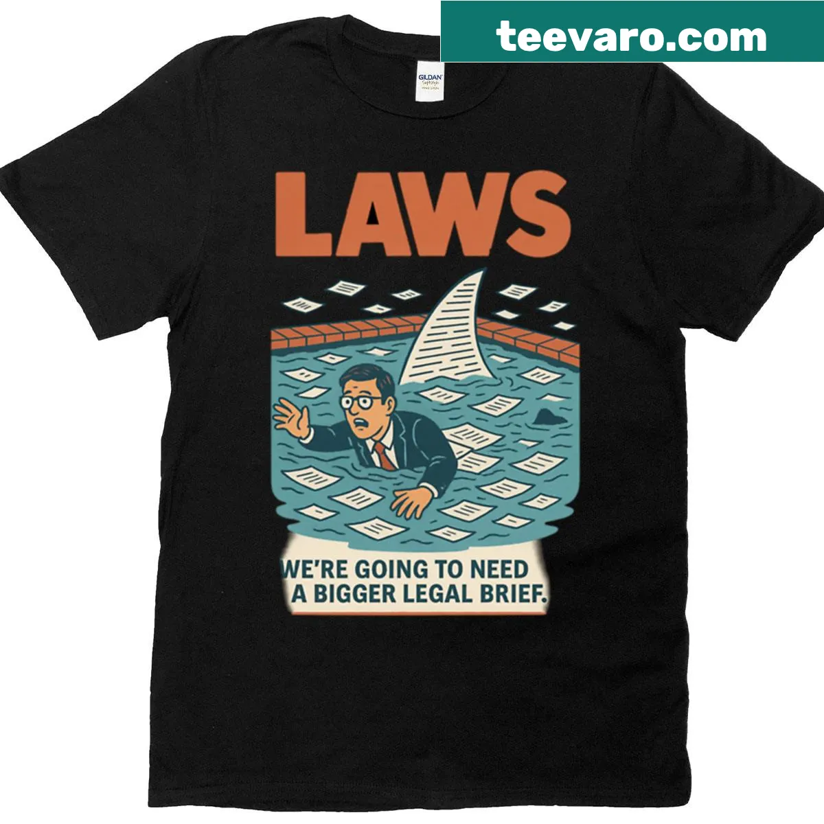 Typography T-shirt featuring 'Legal Sharks' graphic text. — on a men's t-shirt