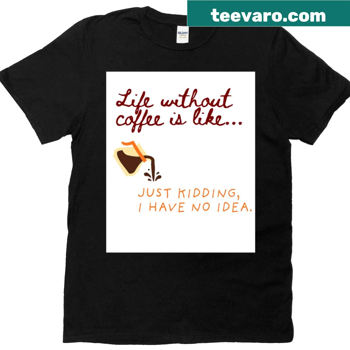 Funny T-shirt with the quote 'Life Without Coffee' for coffee lovers — on a men's t-shirt