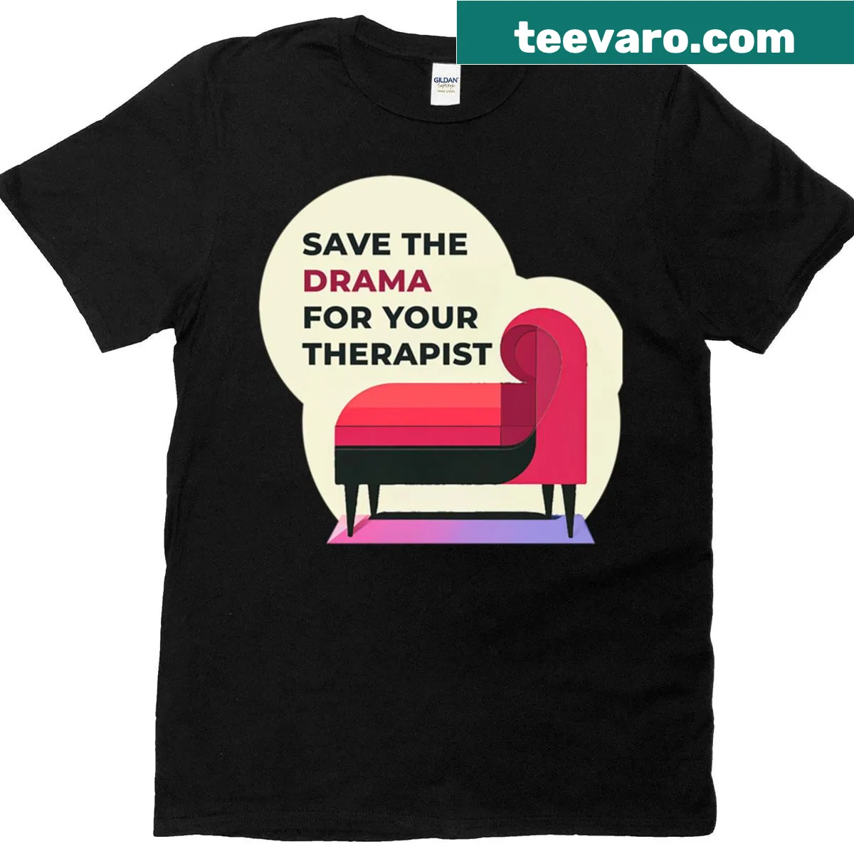 T-shirt with a humorous saying about avoiding drama and promoting chill vibes — on a men's t-shirt