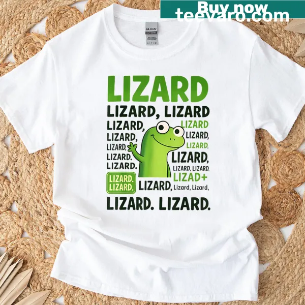 Funny T-shirt with repeated text 'Lizard'