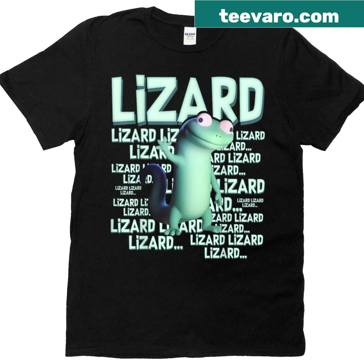 Weirdcore lizard t-shirt with 'Lizard Lizard Lizard' — on a men's t-shirt