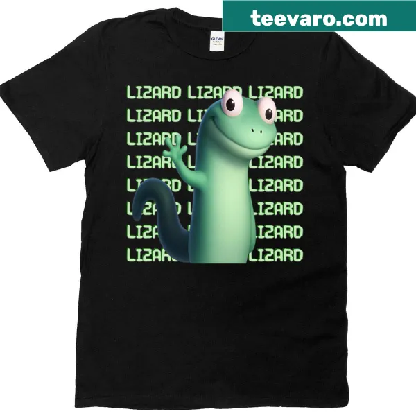 Playful T-shirt featuring the text 'Lizard Lizard'.