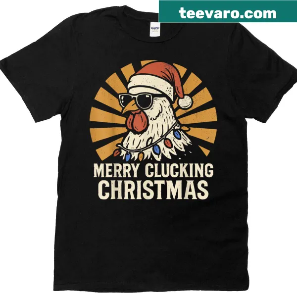 Retro Christmas shirt with chicken in sunglasses