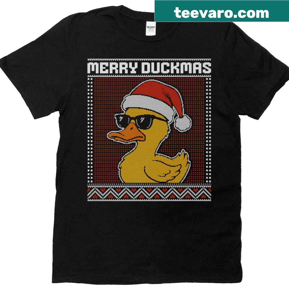 Sarcastic duck design for a humorous Christmas T-shirt — on a men's t-shirt