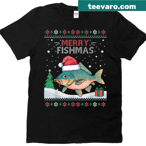Funny Christmas shirt with carp fishing design