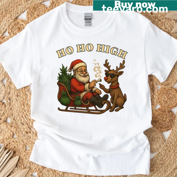 Funny Christmas T-shirt featuring marijuana theme