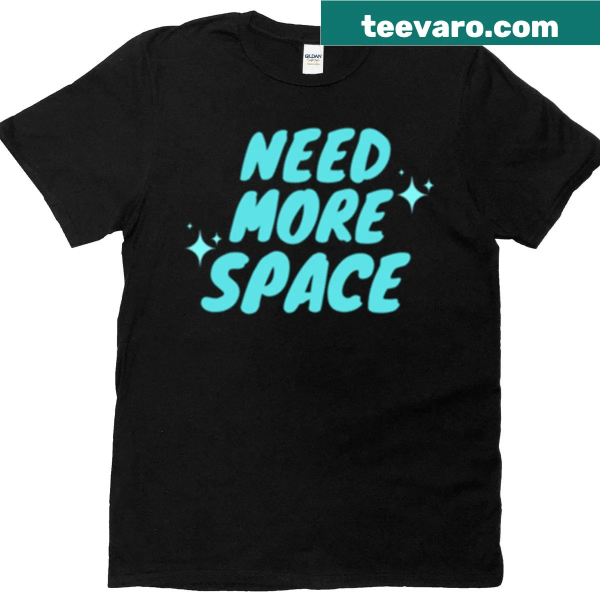 Playful 'More Space' text graphic T-shirt — on a men's t-shirt