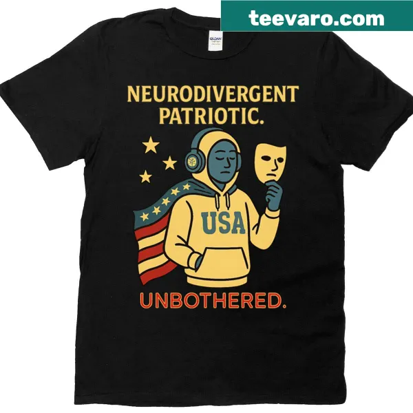 Patriotic T-shirt promoting neurodiversity with bold text
