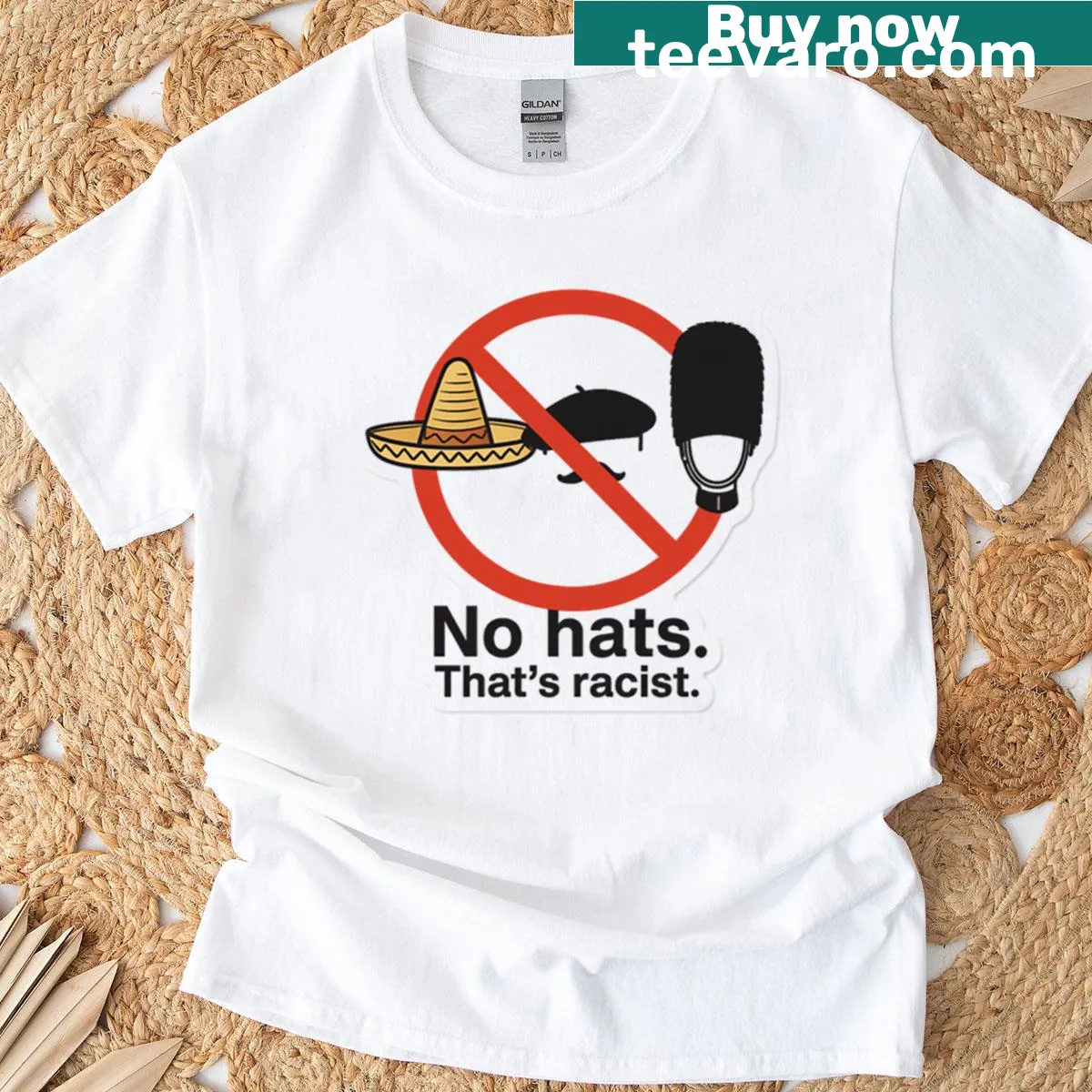 Oversized T-shirt with the phrase No Hats Thats Racist — on a men's t-shirt