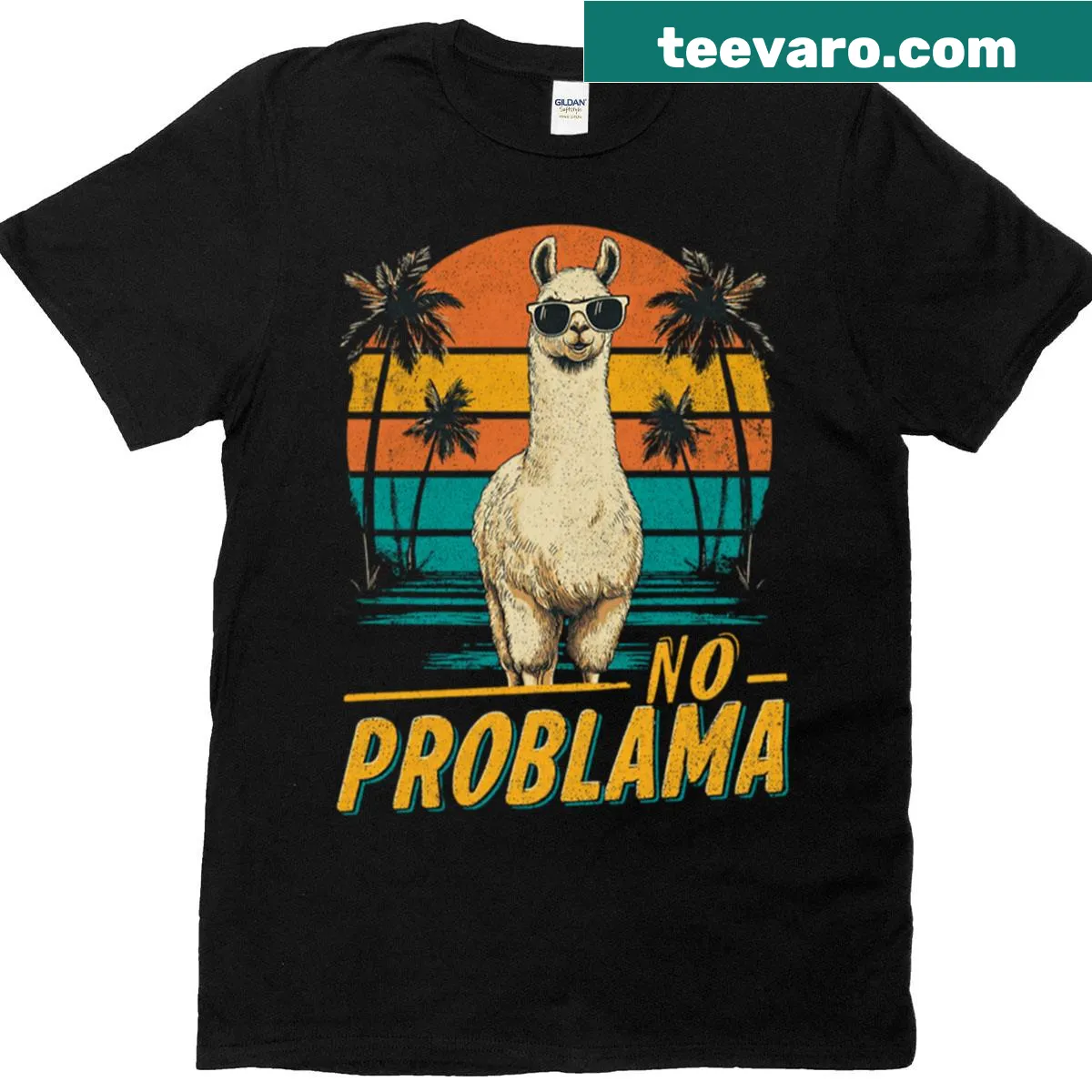 Retro llama graphic with the phrase 'No Prob-llama' — on a men's t-shirt