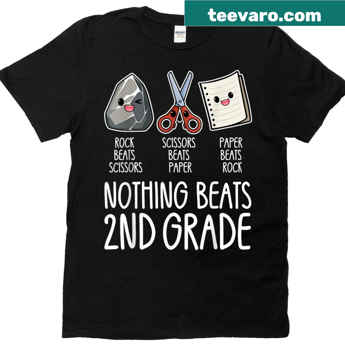 Funny back-to-school T-shirt for kids featuring 'Nothing Beats 2nd Grade' text — on a men's t-shirt