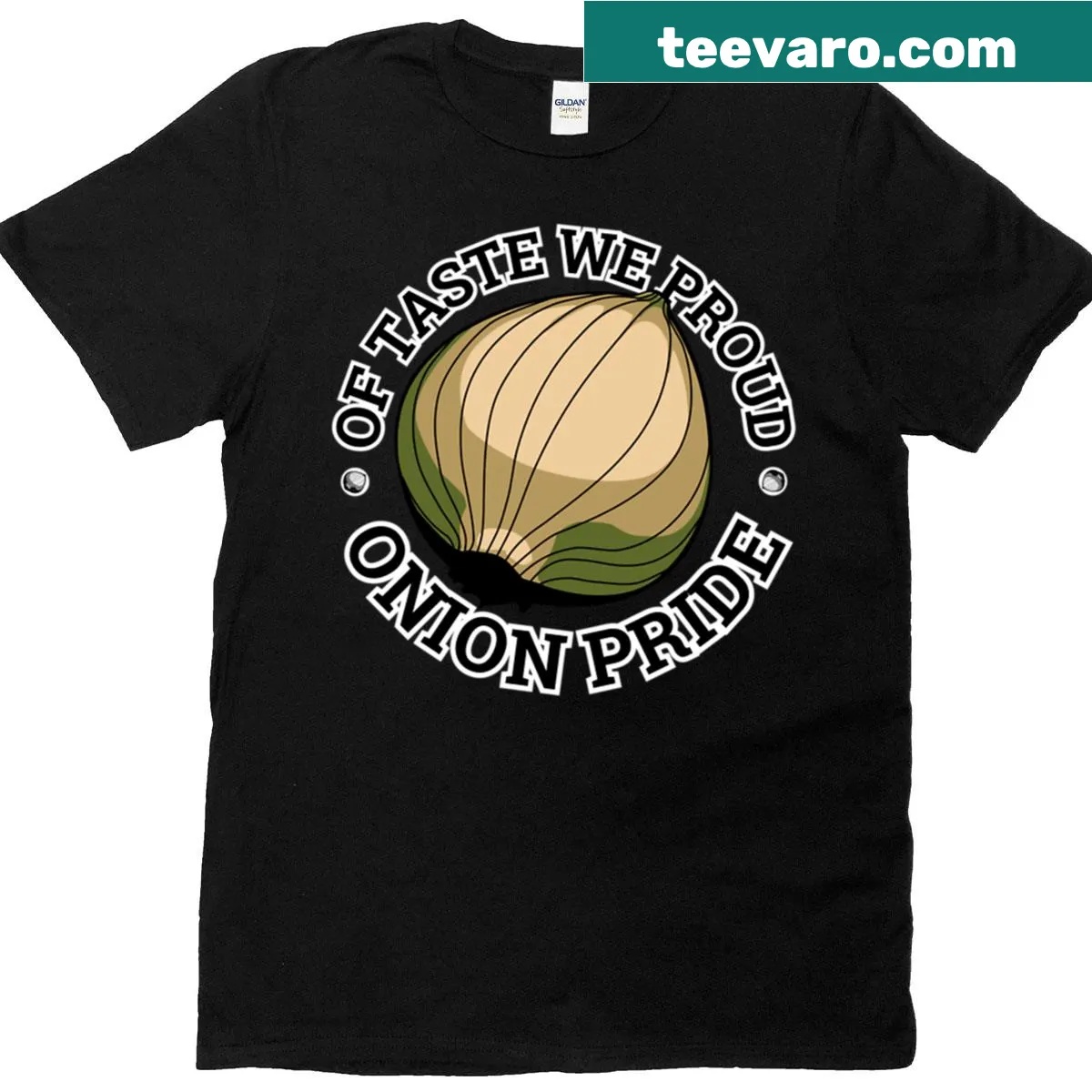 Proud onion graphic t-shirt celebrating culinary passion — on a men's t-shirt