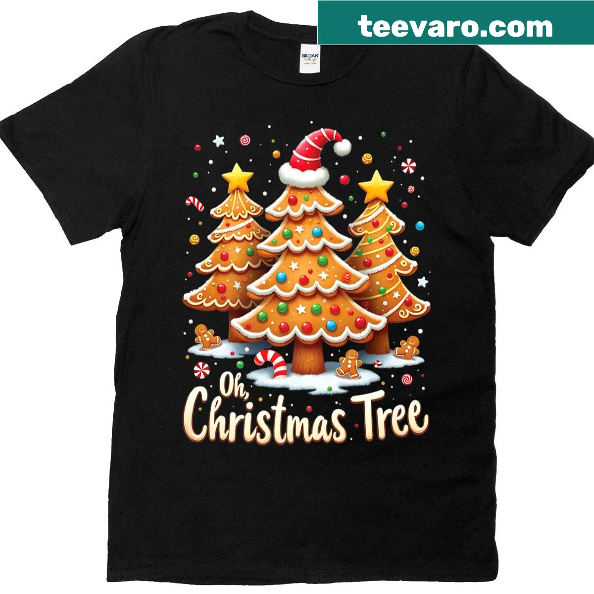 Heartwarming Christmas tree design for family T-shirts — on a men's t-shirt