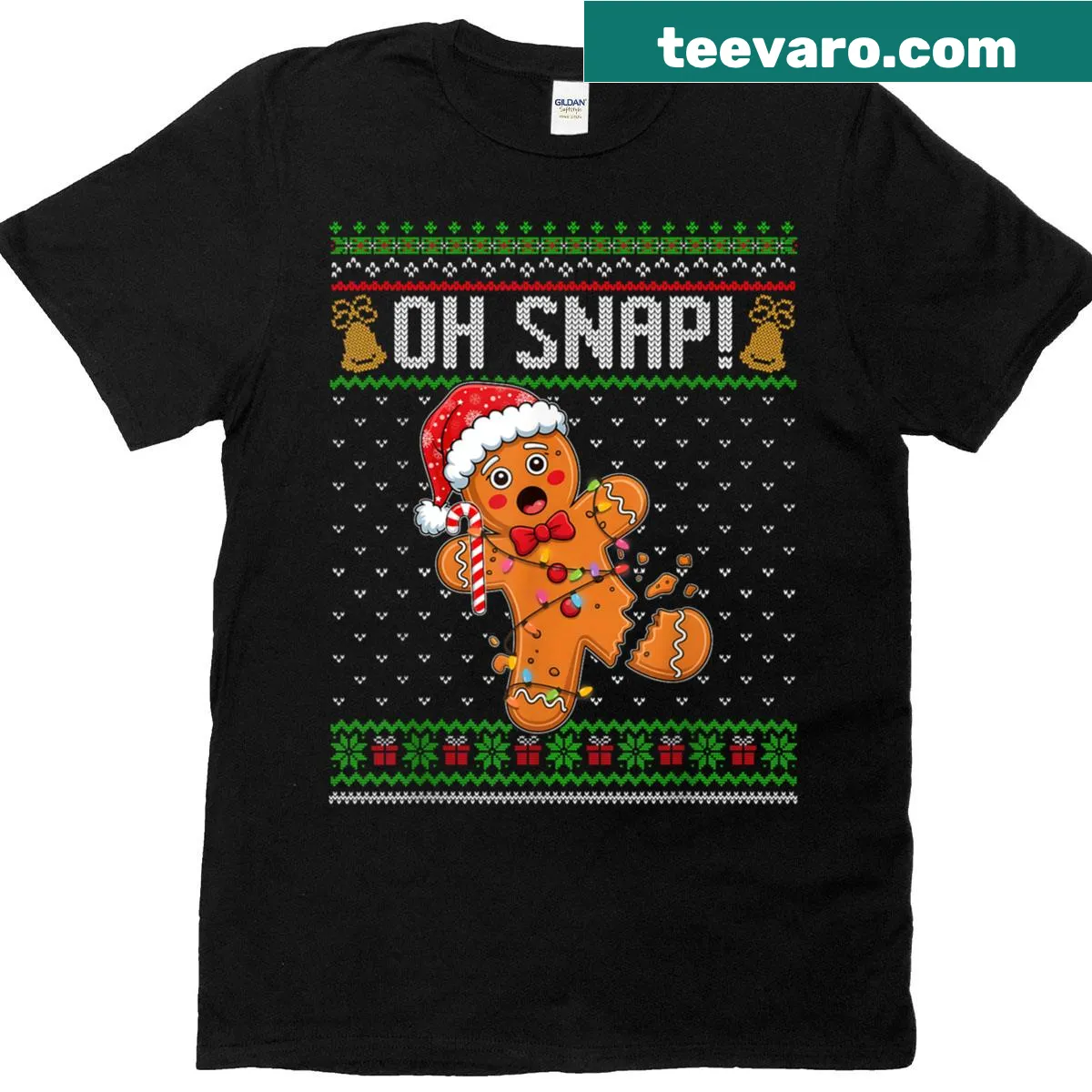 Funny gingerbread kid T-shirt with a playful holiday design — on a men's t-shirt