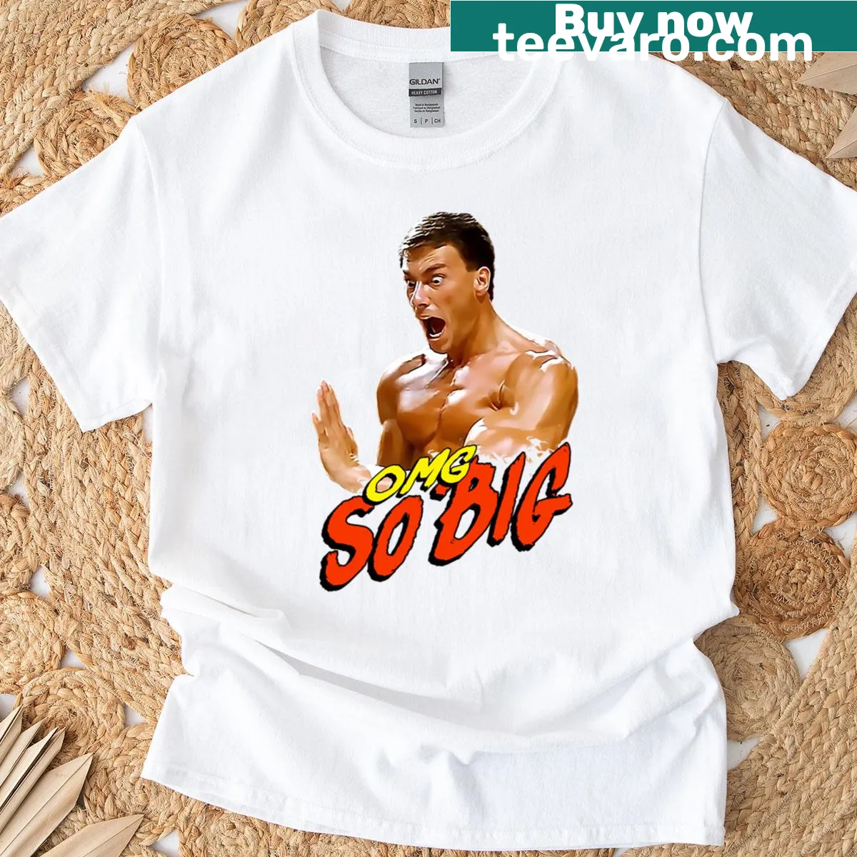 Oversized t-shirt with humorous 'Omg So Big' graphic — on a men's t-shirt