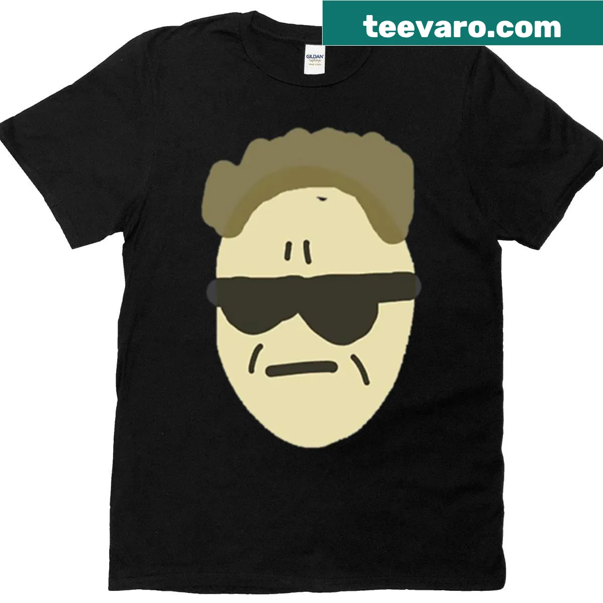 Humorous poorly drawn Terminator t-shirt with cartoon graphics — on a men's t-shirt