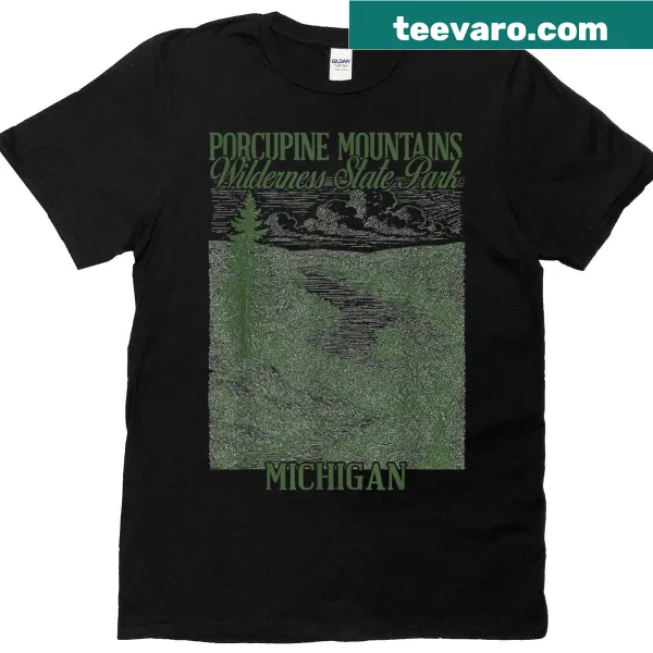 Illustrative T-shirt showcasing Porcupine Mountains Wilderness State Park