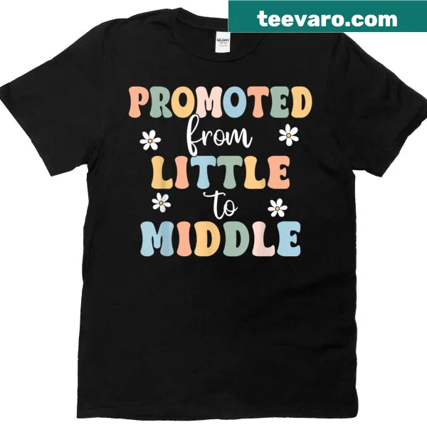 Toddler t-shirt with 'Promoted To Middle Brother Sister' text