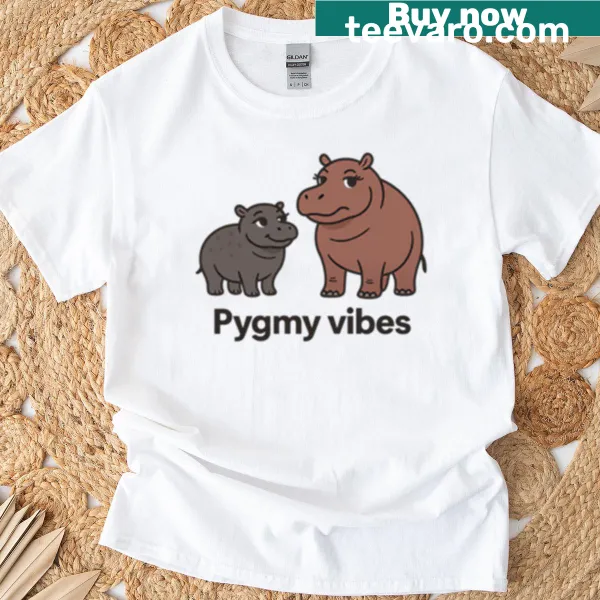 Cute pygmy hippo illustration on a T-shirt